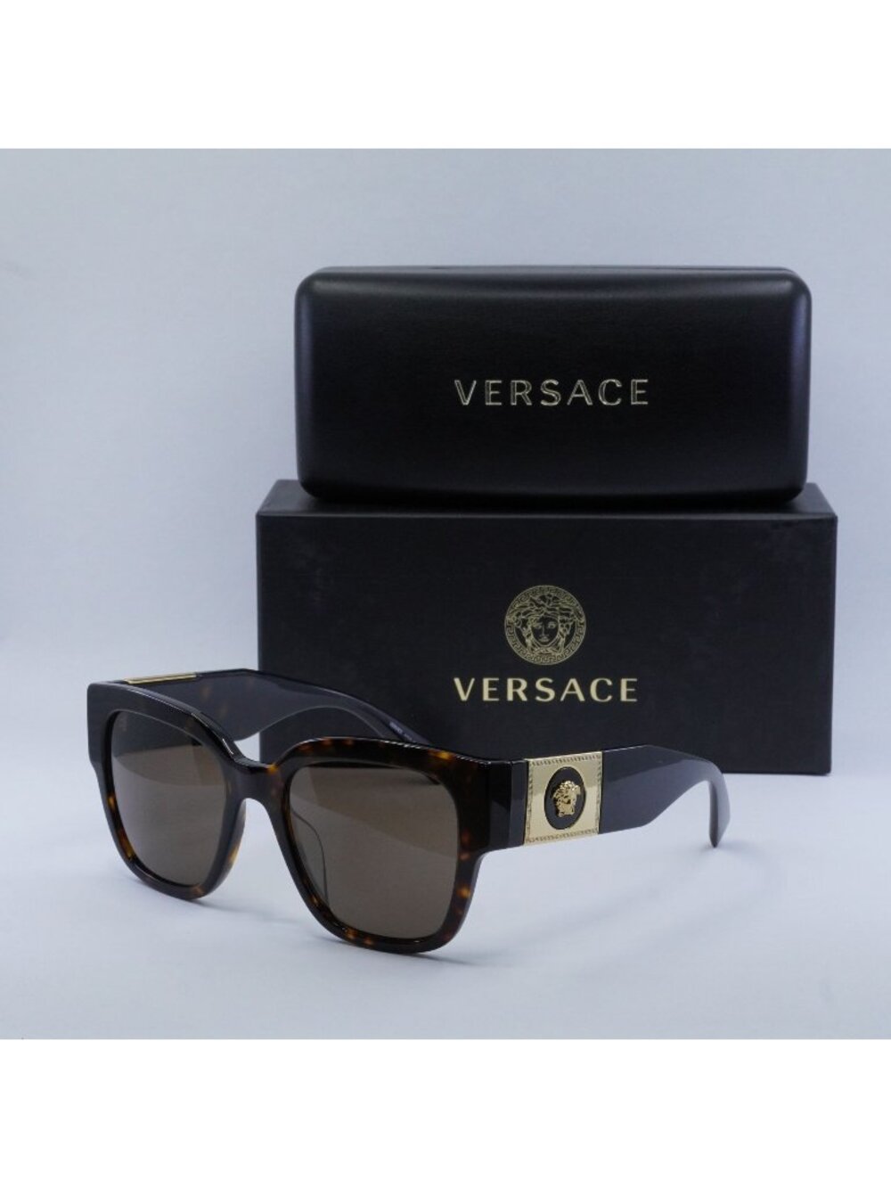 Versace VE4437U 108/73 Square Sunglasses - Havana / Brown